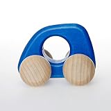 Holzgreifling, kronblaues kleines Auto - von Bajo aus hochwertigem Massiv-Holz für Mädchen und Jungen, 7 cm x 5 cm - 
