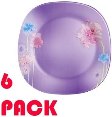 (6 PACK) Luminarc "Angel Purple" Unbreakable Tempered Glass Dinner Plate, 10-inch, Colored Glass Dinnerware