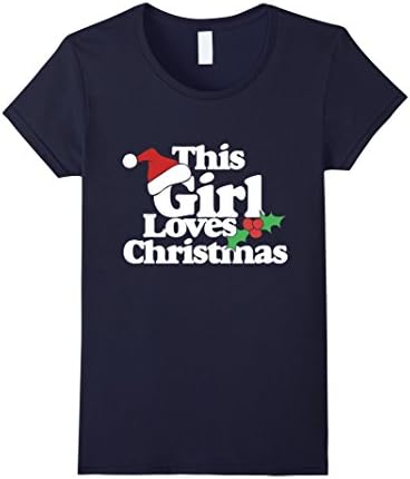 Women's This Girl Loves Christmas t-shirt Cute xmas party tee Large Navy