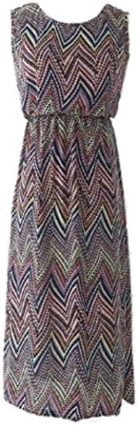 THJ-C Women's Bohemian Maxi Beach Dress [Style #3] Sleeveless Round Neck