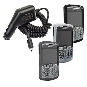 4 Pieces Value Combo of White, Black and Gray Silicone Skin Cover Case with Car Charger for Blackberry Curve 8300 8310 8320 8330