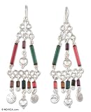 Bamboo earrings, 'Song of Nature' 0.8 W 2.8 L