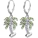 .925 Sterling Silver Preciosa Crystal Palm Tree Earrings