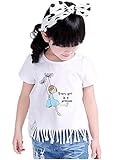 【TPGROWIN】 子供服 ベビー ガールズ トップス シャツ ブラウス プリント フリンジ 半袖 キッズ 女の子 かわいい 入園式 入学式 綿 春 夏 (130, ホワイト)