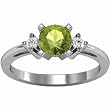 14K White Gold Peridot and Diamond Ring