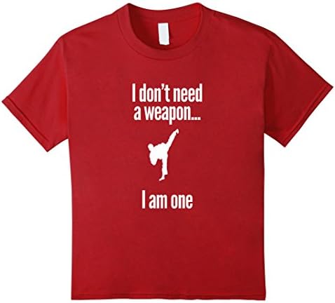 Kids I Don't Need A Weapon I Am One Karate Martial Arts T-Shirt 12 Cranberry