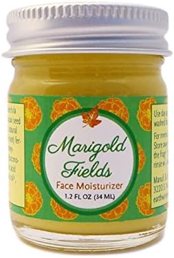 Marigold Fields Face Moisturizer with Aloe, Calendula, Praxaci Oil, Pequi Oil, Jojoba Oil, and Chamomile; Organic, Vegan, Non-GMO, Certified Cruelty Free, Handcrafted (1.2 fl oz)