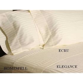 ELEGANCE Egyptian Cotton 500 Thread Count 3 - Pc Sateen Stripe Duvet Cover Ecru Full.