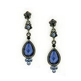 Floral Drop Hematite and Blue Hues Earrings