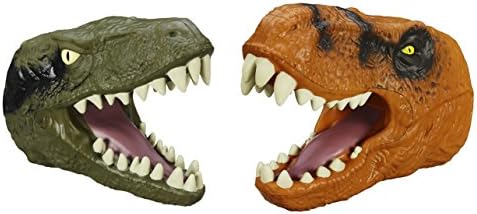 Jurassic World Chomping Velociraptor Head VERSUS Tyrannosaurus Rex Head | Gift Pack x2 Dinos |
