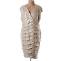 Adrianna Papell Cap-Sleeve Surplice Tiered Dress Color: CHA (beige) Size: 24W