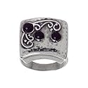 Sterling Silver Square Hammered Design w/ Black Onyx Stones - Artisan Handcrafted in Mexico