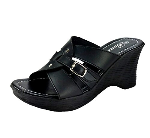 Women's Fashion Wedge Sandal Entwist Upper with BuckleTie Easy Slip on