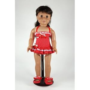 Red Polka Dot Swimsuit for 18 Inch Dolls Including the American Girl Line by