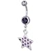 Purple Crystal Star Dangle Belly Ring
