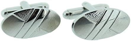 Gents Stainless Steel Silver Cufflinks and Tie Pin Set with Cross Over Design- Mens Jewellery by Opouriao