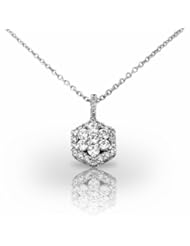 14KT White Gold A lovely Diamond Flower surrounded by a Hexagonal Diamond Halo. 5/8 CTW