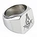 Moonsix Mens 316L Stainless Steel Freemason Band Ring Masonic Rings Silver