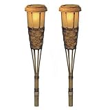 4pk Malibu Tiki Torch Outdoor Lighting Solar Suncatcher Accent Lighting