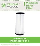 Kenmore DCF-5 Washable Allergen Filtration HEPA Filter; Fits All Kenmore Quick Clean Models including K37000, 3900; Replaces Kenmore DCF5 Part # 618683, 02080011000, 02039000000; Designed & Engineered by Crucial Vacuum