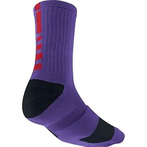 Nike Elite Basketball Crew Sock (COURT PURPLE/BLACK//UNIVERSITY RED, Small)