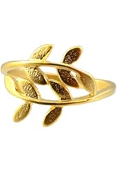 AppleLatte "Laurel Leaf" Gold Plated Adjustable Leaf Ring