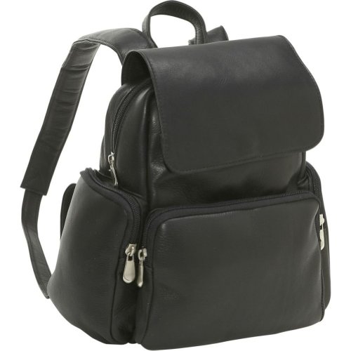 LeDonne TR-125 Leather Multi Pocket Backpack (Black) Review image