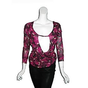 T-BAGS Criss Cross Keyhole Multi-pattern Tops in Purple