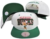Milwaukee Bucks White/ Green Two Tone Plastic Snapback Adjustable Snap Back Hat / Cap