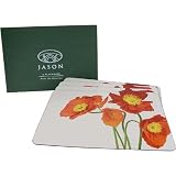 Allure Poppy Beautiful hardboard cork backed placemats ~ Boxed Set of 4