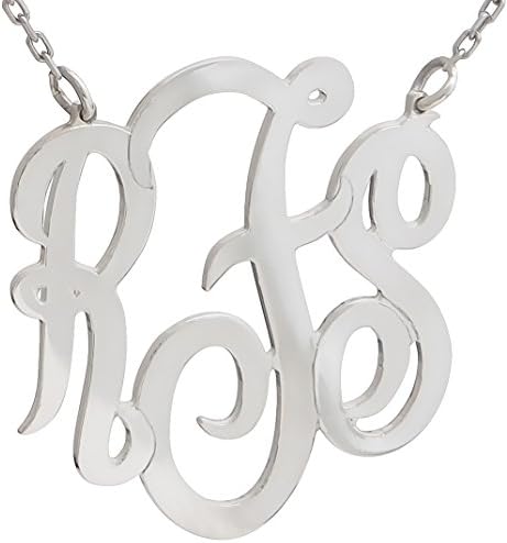 Personalized Sterling Silver 3/4 inch Monogram Necklace (Made in USA)