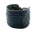 Nemesis Wide Black Leather Cuff Wrist Watch Band
