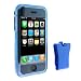 Apple iPhone 1st Gen (NOT for iPhone 3G) Transparent Blue Crystal Snap On Cover Case with Belt Clip