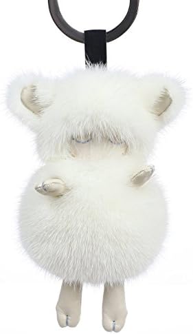 Fashion Key Chain, White Mink Sleeping sheep, Bag and key charm, Designed by Ella Liu