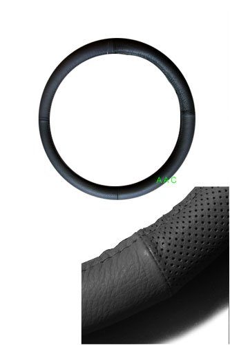 Geniune Leather Steering Wheel Cover - Black