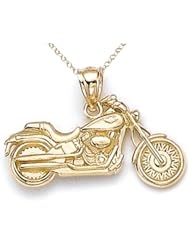 14kt Yellow Gold Small Motorcycle Pendant - Chain Included