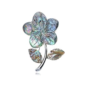 Silver Alloy Abalone Cute Single Crystal Rhinestone Daisy Flower Pin Brooch: Jewelry