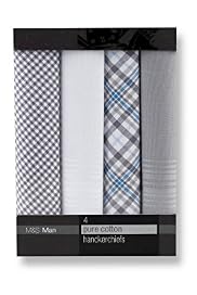 4 Pack Pure Cotton Assorted Handkerchiefs