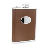 Brown Leatherette Stainless Steel 8oz Square Flask