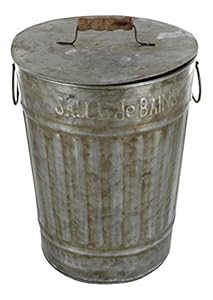 Amazon.com - Bathroom Trash Can with Lid, Zinc, French Vintage Design
