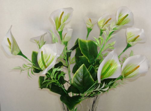 12 White Calla Artificial Silk Flowers Bouquet