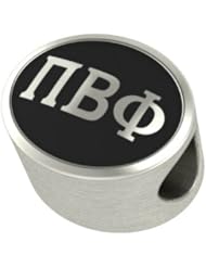 Pi Beta Phi Black Antique Oval Sorority Bead Charm Fits Most Pandora Style Bracelets. High Quality Bead in Stock for Fast Shipping
