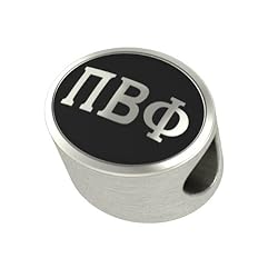 Pi Beta Phi Black Antique Oval Sorority Bead Charm Fits Most Pandora Style Bracelets. High Quality Bead in Stock for Fast Shipping