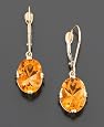 14k Gold Oval-Cut Citrine Earrings