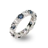 Sapphire and Clear CZ Silver Eternity Ring