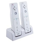 Insten Dual Nintendo Wii Remote charger with batteries, White