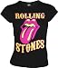Rolling Stones Retro Girl T-Shirt Damen Schwarz Pink Gelb Gr. M