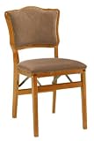 Medium Oak Chadwick Upholstered back Folding Chair Set Of Two, MEDIUM OAK, BUFF FAUX SUEDE