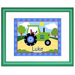 Trains, Planes and Trucks Personalized Tractor Print (dark green)