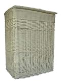 from ELITEHOUSEWARES WHITE RECTANGULAR WICKER LINEN LAUNDRY BASKET LARGE